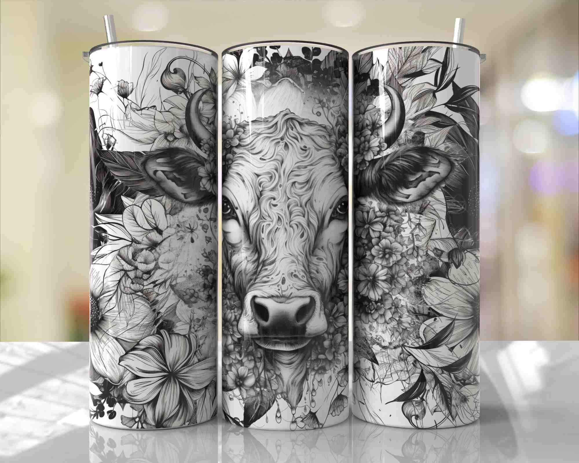 Cow & Flowers Tumbler