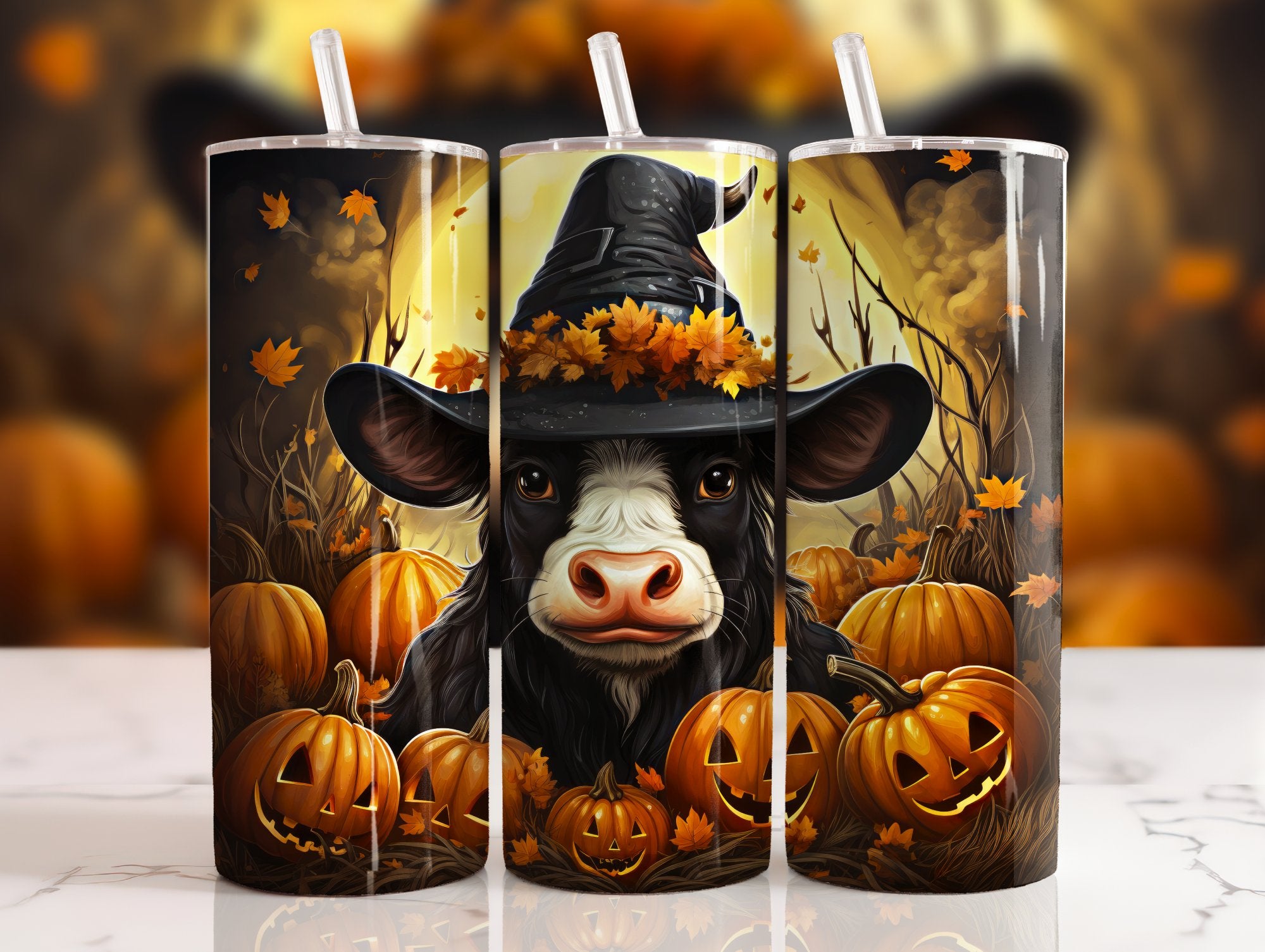 Witchy Cow & Pumpkin Tumbler