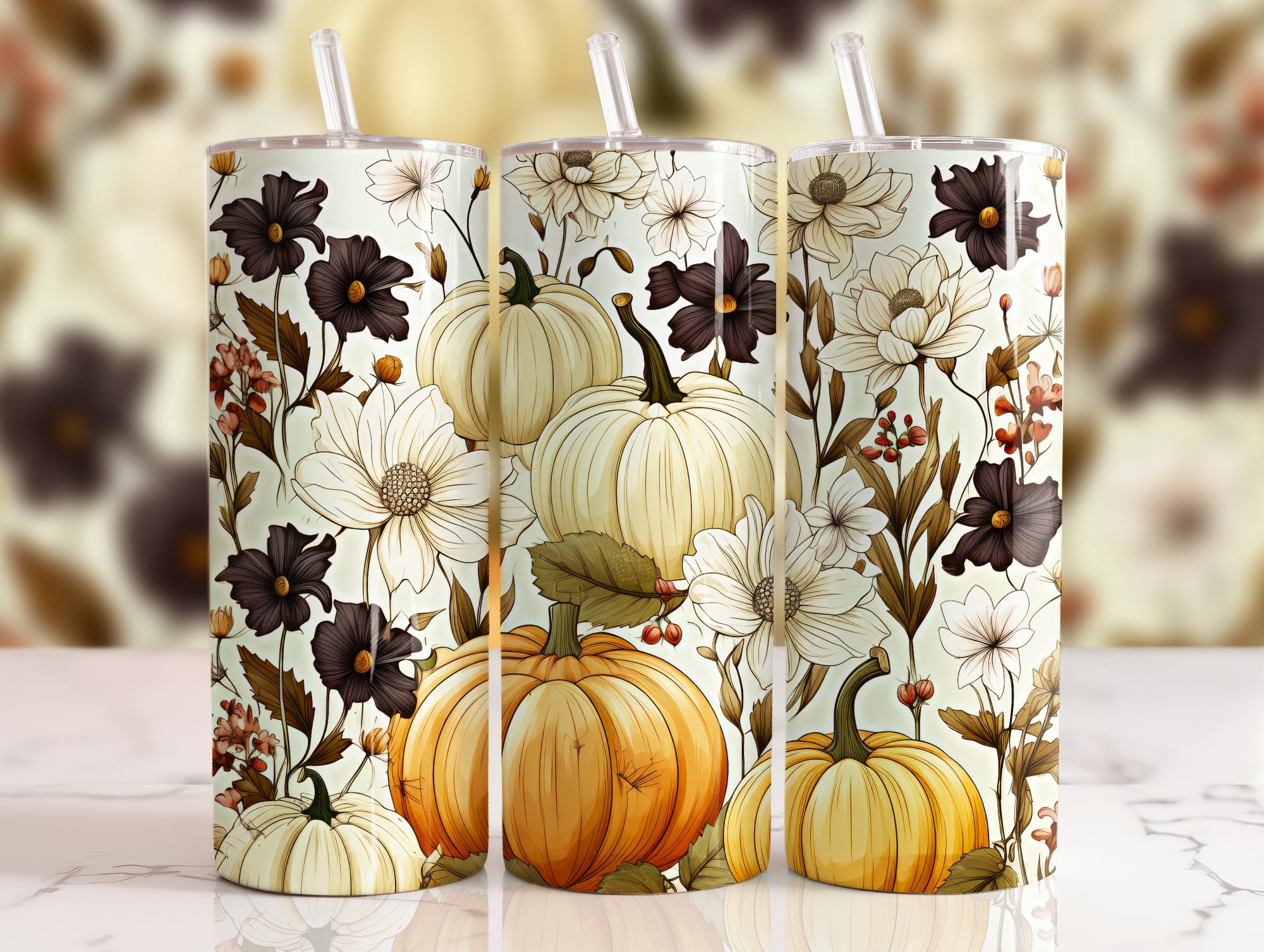 Pumpkins & Flowers Tumbler