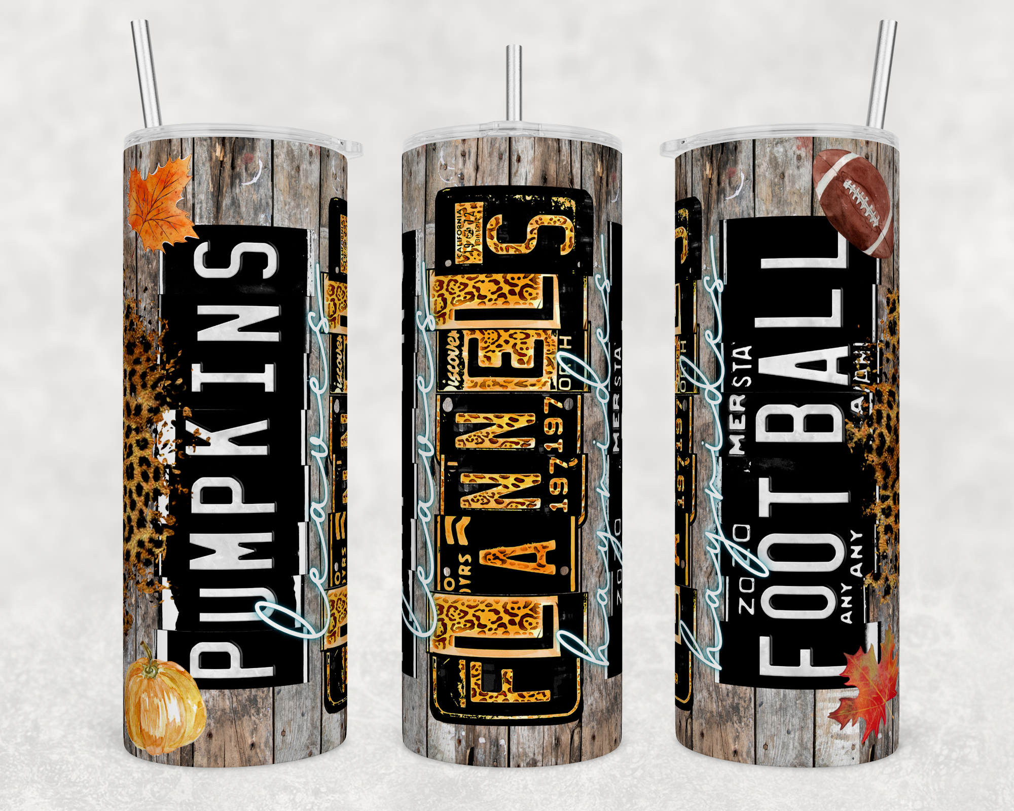 Pumpkins, Flannels & Football Tumbler